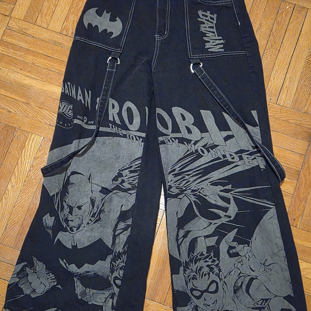 Black Batman And Robin Graphic Boyfriend Jeans